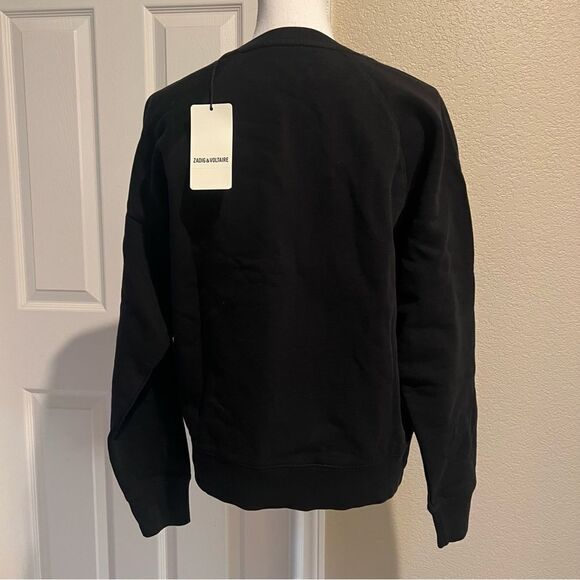 ZADIG & VOLTAIRE Cotton CAMO ROCK STRASS SWEATSHIRT Black Small MSRP $198 - Picture 5 of 8